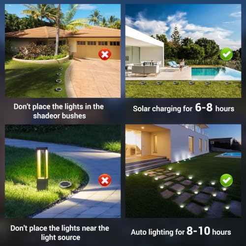 Peasur Solar Ground Lights Outdoor, 24 Pack Flat Solar Powered Disc Lights, IP68 Waterproof, Anti-Rust, Landscape Lighting for Pathway Garden Yard Lawn Walkway Landscape Driveway, Cool White - Image 7