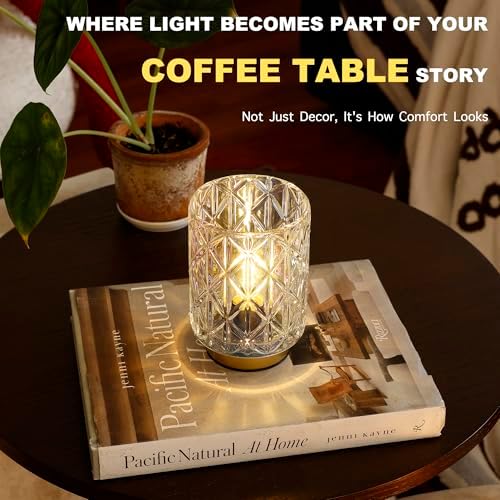 ULAROOM Battery Operated Lamp,Cordless Glass Accent Lamp with Timer,Clear - Image 4