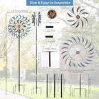 VEWOGARDEN Large Wind Spinners Outdoor, Metal Wind Sculptures & Spinners 360 Degrees Kinetic Wind Spinners for Yard and Garden 64 * 15.7 Inches - Image 3