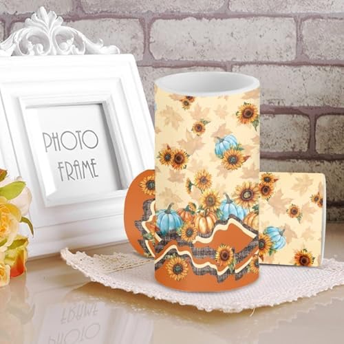 Sunflower Flameless Candles with Remote and Timers Flickering Battery Operated Candles Maple Leaves Flameless LED Pillar Lights for Fall Home Party Banquet Decoration - Image 3