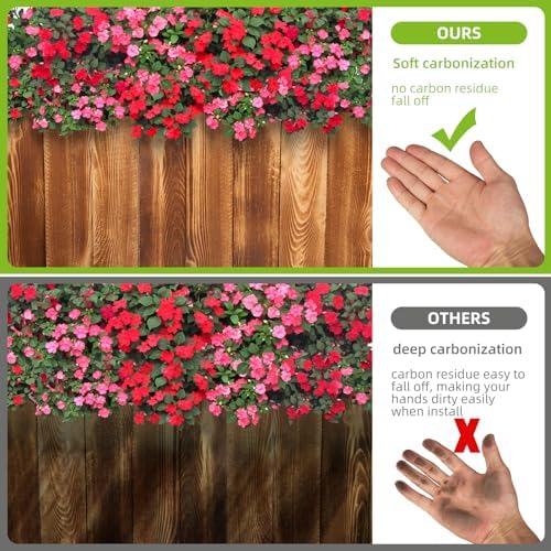 LINSHRY Wood Garden Fence, 11.8in H x 13.2ft L Flower Bed Edging Borders - Image 5
