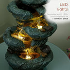 Alpine Corporation TZL418 14" 3 Tier Rock Fountain with LED Lights, Elegant Cascading Water Feature for Tabletop, Indoor Decor, Relaxing Stone Waterfall for Home & Office, Gray - Image 6
