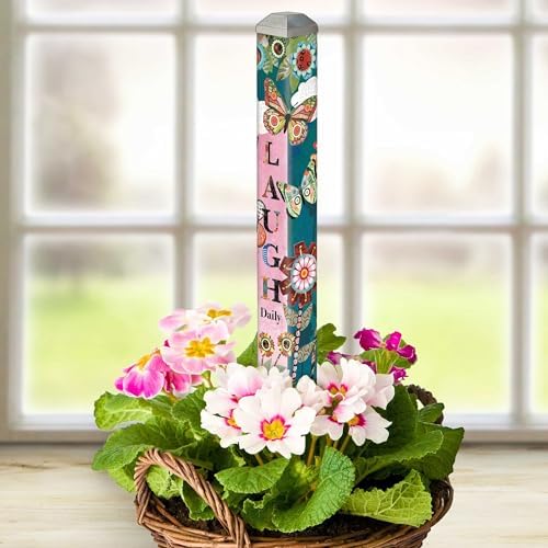 Studio M Art Pole Outdoor Decorative Accessory for Landscaping, Gardens, and Yards, 16 Inches Tall Weather Resistant PVC with Vinyl Wrap, Patchwork Flutters - Image 4