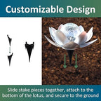 MCSLOTUS-S Silver Lotus Flower Solar LED Garden Light with Crackled Glass Globe – Waterproof Metal Outdoor Décor - Image 5