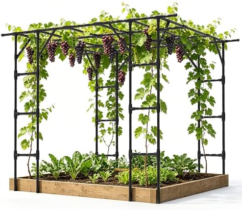 Grape Vine Trellis,Heavy Duty Metal Plant Support Trellis-113L*81W*96H in by TrellumeGardenHome