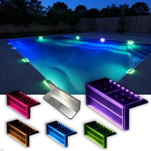 SHONELIGHTING Solar Pool Lights, Inground Pool LEDs, RGB-W, 6Pk by SHONELIGHTING