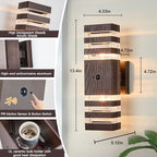 2 Pack Oil Rubbed Bronze Outdoor Wall Lights Fixtures with Motion Sensor Up Down Porch Lights Modern Dusk Dawn Exterior Sconce Wall Mount Outside Coach Lantern for House(With 4 Dimmable Warm Bulbs) - Image 2