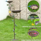 Metal Bird Baths for Outdoors, 44" Height Cast Iron Pedestal Bird Bath and Feeder, Vintage Sturdy Heavy Duty Birdbath Bowl, Tall Floral Accents Birdbaths for Garden Yard Patio Porch Decor - Image 2
