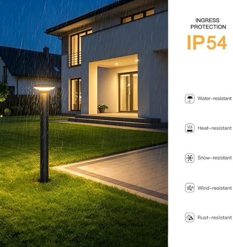 Outdoor Pathway Lights, 11.8“-31.5" 3000K LED Bollard Lights Outdoor, IP54 Waterproof Path Lamp, Modern Commercial Landscape Lighting for Driveway Walkway Sidewalk Garden Lawn - Image 3