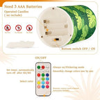 Boho Chic Tropical Palm Leaves Flameless Candles with Remote Control Candles with Timer Waterproof Electronic Lights Glitter Led for Night Battery Operated Pillar 2-Piecing Set - Image 4