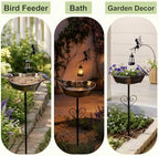Solar Metal Heart Bird Bath for Outside, 48"H 14"Dia Removable Bowl,3.5 D - Image 6