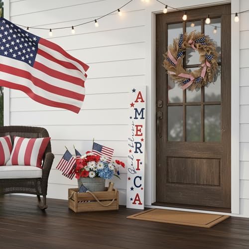 Calloway Mills 118824707 God Bless America White Porch leaner, 47" x 7.25" - Image 2