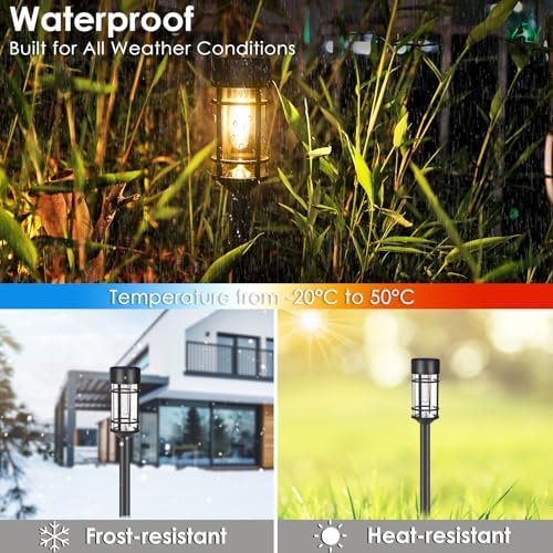 Mancra Solar Pathway Lights, 8 Pack LED Solar Lights Outdoor Waterproof, Glass Metal Garden Lighting for Yard Path Landscape Lawn Walkway Driveway, 3000K - Image 6