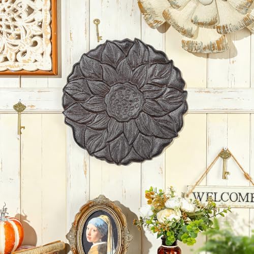 Sungmor Vintage Cast Iron Lotus Stepping Stone, Dark Brown - Image 6