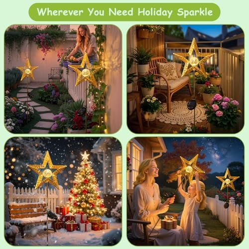 Star Solar Lights Garden Outdoor Decor Waterproof Metal Solar Stakes Lights for Patio Yard Walkway Lawn Patio Garden Gifts - Image 4
