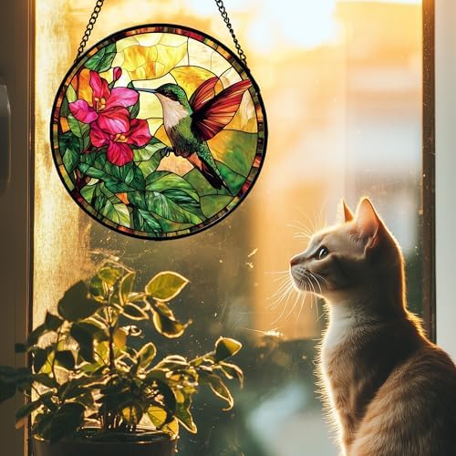 Stained Glass Window Hanging Hummingbird Suncatcher Gifts for Women 12" - Image 3