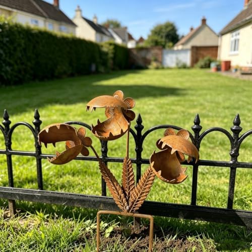 Metal Carnivorous Plant Garden Stake, Venus Flytrap Yard Art Decor, Outdoor Decorative Plant Stake Sculpture for Lawn Garden Patio Halloween Gothic Yard Decoration (Small-1pc) - Image 5