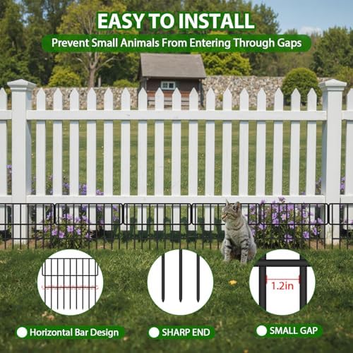 ULIOK Animal Barrier Fence, 16 Panels No Dig Fence 17.3ft(L) x12in(H), Garden Fences for Rabbits and Dog Ground Defense, Rustproof Metal Fences Border, Fencing Bottom Blocker for Outdoor Yard Patio - Image 4