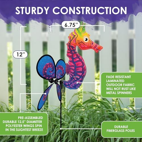 Premier Kites Petite Spinner Seahorse – Whimsical Wind Spinner for Yard & Garden, Durable Weather-Resistant Fabric, Easy to Assemble, Outdoor Decor for Patios, Lawns, & Fairy Lovers - Image 3