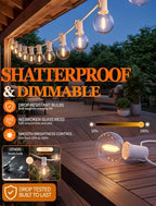 100FT G40 LED Outdoor String Lights, 50+2 Shatterproof Bulbs, White Wire - Image 2