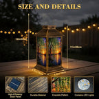Solar Lantern Outdoor Waterproof Stained Glass Sunset Water Weeping Willow Tree Garden Decor LED Hanging Solar Lights Tabletop Lamp Gifts for Women Mom Outside Yard Patio Porch - Image 2