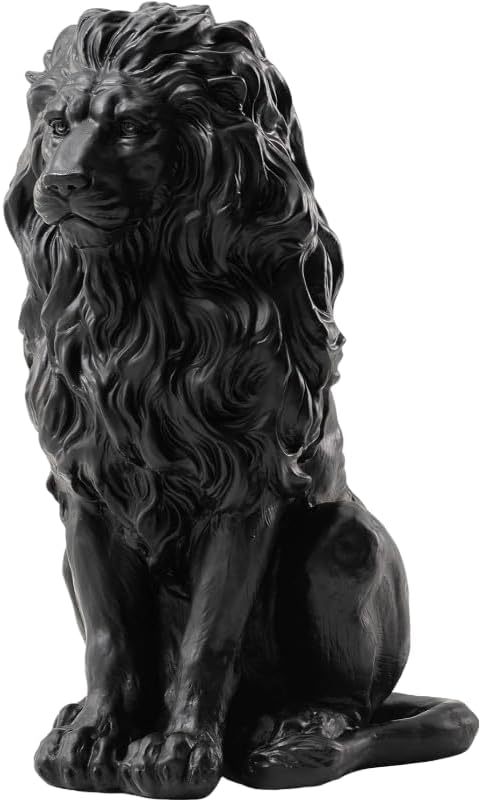 20.5" Lion Garden Statue, Resin Outdoor Guardian Sculpture Animal Decor - Image 7