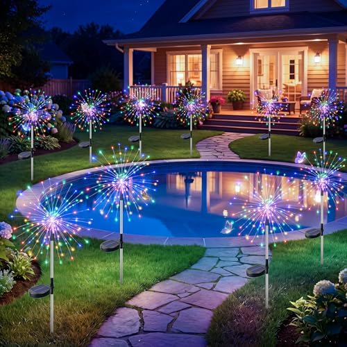 btfarm 10 Pack Solar Garden Lights Outdoor, 8 Modes Firework Lights Outside by btfarmdecorativelighting