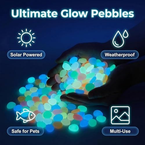 Colorful Glow-in-The-Dark Garden Stones, 2026 New Stepping Stone Kit, Night Guide Pebbles, Luminous Glow Stones for Outdoor, Glow Rocks for Landscaping (Green,1000 Pcs) - Image 3
