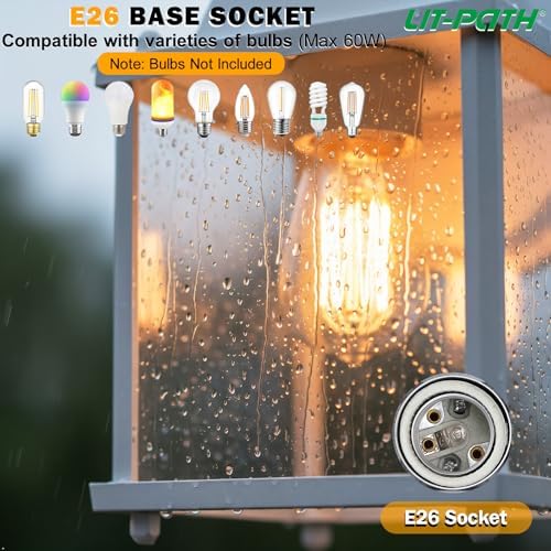 LIT-PaTH Outdoor Wall Light Fixture, Aluminum Glass, White, 2 Pack - Image 5