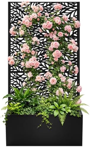 Metal Planter Box with Trellis, 47"x24"x12" Raised Garden Bed by Meyoppm