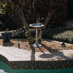 Backyard Expressions Outdoor Garden Bird Bath with Bird - Silver - Weather Resistant Polyresin - 30 Inch - Image 5