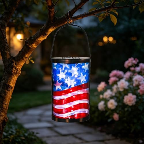 MUMTOP Flag Solar Lantern, Hanging Glass Outdoor Garden Light - Image 3
