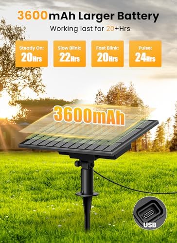 Brightown 58FT 26 LED Solar String Lights Outdoor, 20h+ Runtime, USB Port - Image 4
