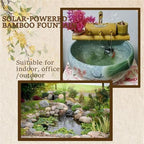 Solar Bamboo Fountain Decor, Creative Ornaments with Ceramic Monk 4 Water Outlets for Indoor Backyard Lawn,40in - Image 7