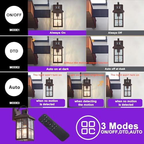 Porch Lights Outdoor with Remote, Motion Sensor Exterior Lighting Fixtures - Image 4