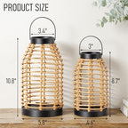 Rattan Lanterns Decorative Indoor 2-Pack, Handmade Boho Candle Lantern - Image 2