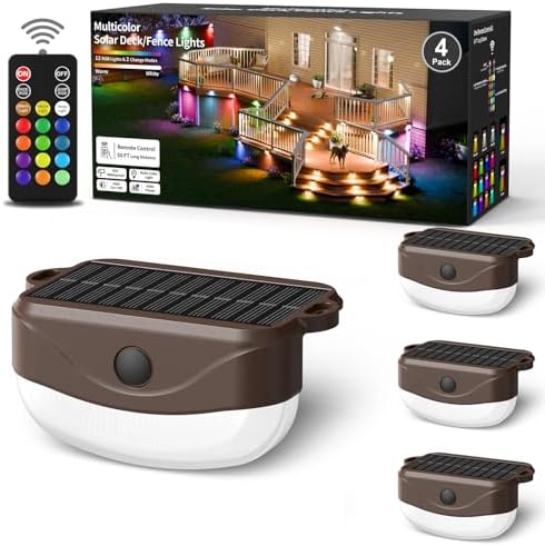 20 Pack Color Changing Solar Fence Lights with Remote, Solar Deck Lights - Image 6