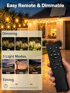 100FT Solar String Lights Outdoor, Dimmable Patio Lights Solar Powered with Remote & USB Port 35+1 LED Shatterproof Bulbs 3 Light Modes, Waterproof Solar Light for Camping Backyard Garden - Image 3