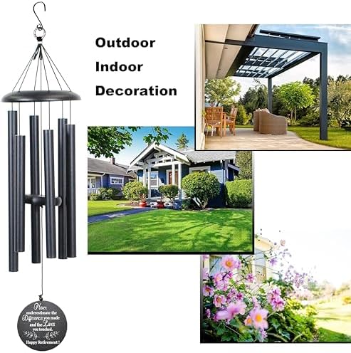 Retirement Gift for Woman Men, 32" Wind Chimes Retirement Gifts, Happy Retirement Gifts for Coworker Colleague Boss Teachers Nurses Friends, Going Away Gifts Retirement Decorations (Black) - Image 6