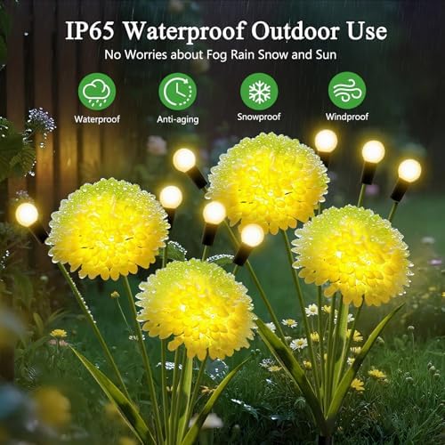 Solar Lights Outdoor Waterproof, 6 Pack Solar Firefly Swaying Lights with Flowers, Flower Light Garden Decor for Outside Yard Patio Thanksgiving Christmas for Women Grandma - Image 3