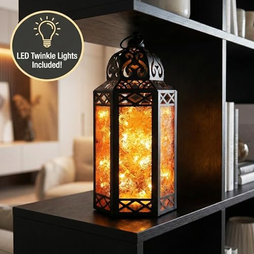 Vela Lanterns Decorative Indoor Fairy Light Halloween Holder, Amber, L - Image 2