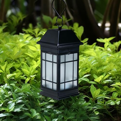 15.5" Solar Lantern Outdoor Waterproof, Glass Flickering Flame Solar Lanterns, Hanging Metal Lantern Decorative for Patio Front Porch Garden Backyard Tabletop Mothers Day Gifts Mom - Image 2