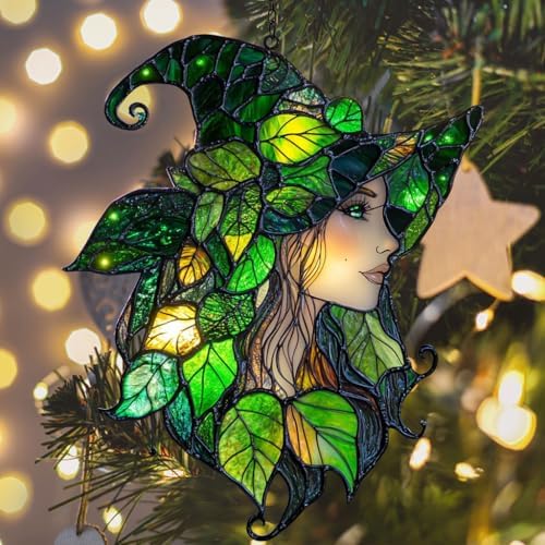 Leafy Witch Acrylic Suncatcher - Image 6