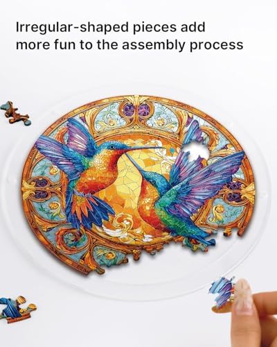 Acrylic Puzzles Suncatcher Window Hanging, 83 Pieces Hummingbirds Puzzle, Suncatcher for Doors Garden, Mother's Day Christmas Birthday Gifts for Women Men (L - 8.9 * 8.9 in) - Image 3