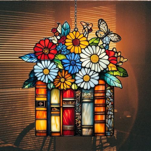 Floral Stack of Books Acrylic Suncatcher - Image 7