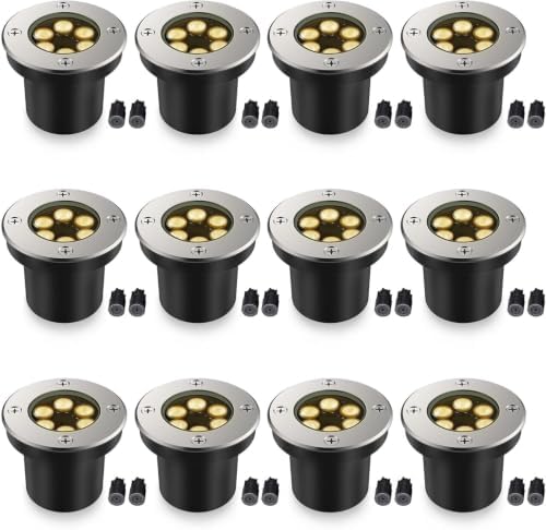 JESLED 12 Pack Outdoor Landscape Lights, Low Voltage In Ground Well Lights by JESLED