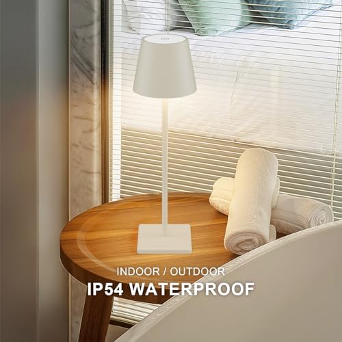 Off White Cordless Table Lamp, 5000mAh LED Rechargeable Desk Lamp - Image 5