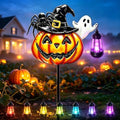 Halloween Pumpkin Lights,Metal Stake with Solar Lantern Decor Outdoor by YJFWAL