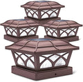 SIEDiNLAR Solar Post Cap Lights Outdoor Glass 2 Color Modes Brown (4 Pack) by Siedinlar