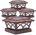 SIEDiNLAR Solar Post Cap Lights Outdoor Glass 2 Color Modes Brown (4 Pack) by Siedinlar